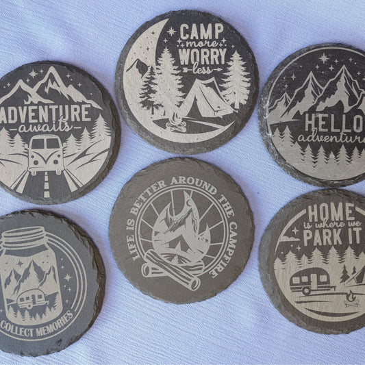 Camping Coasters Slate- Individual