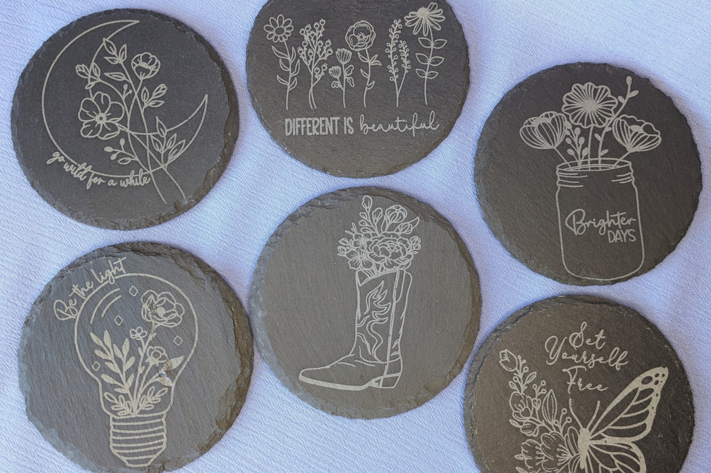 Wildflower Coasters - Individual Slate