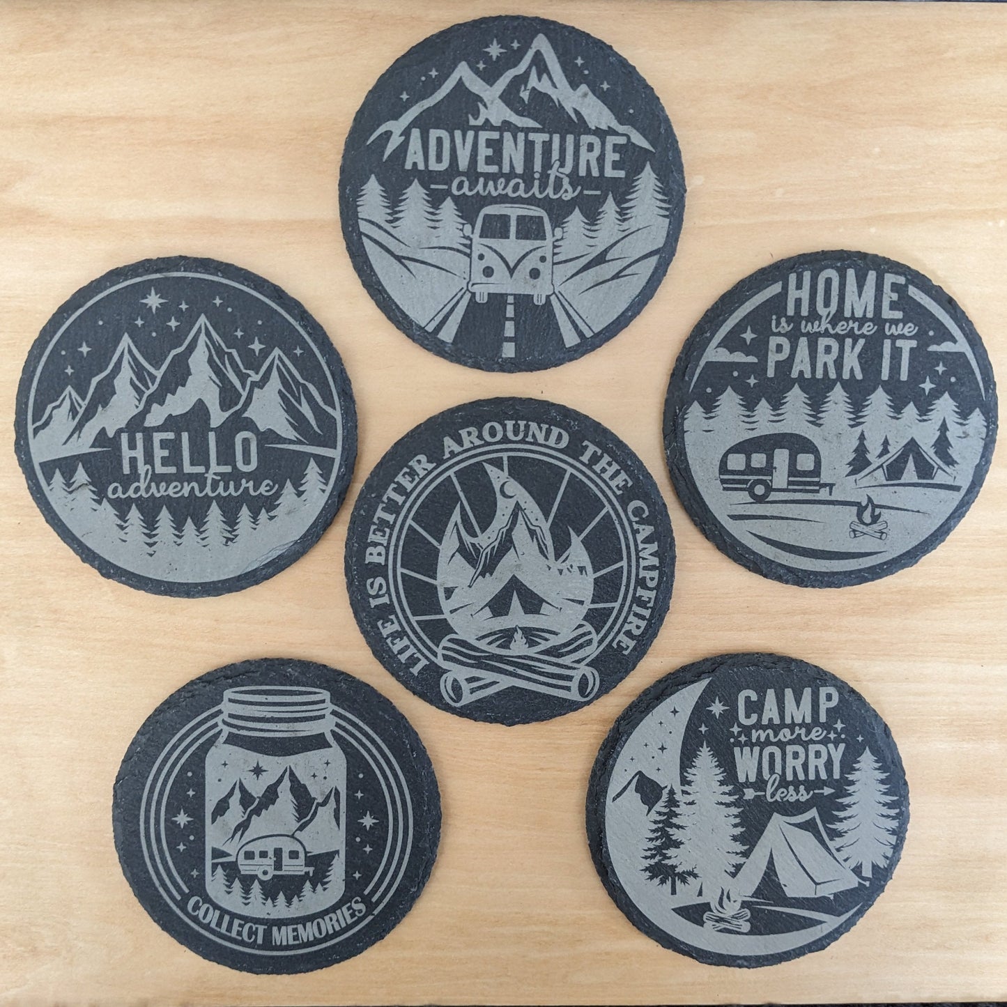 Camping Coasters Slate- Individual