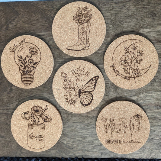 Wildflower Coasters - Individual Cork